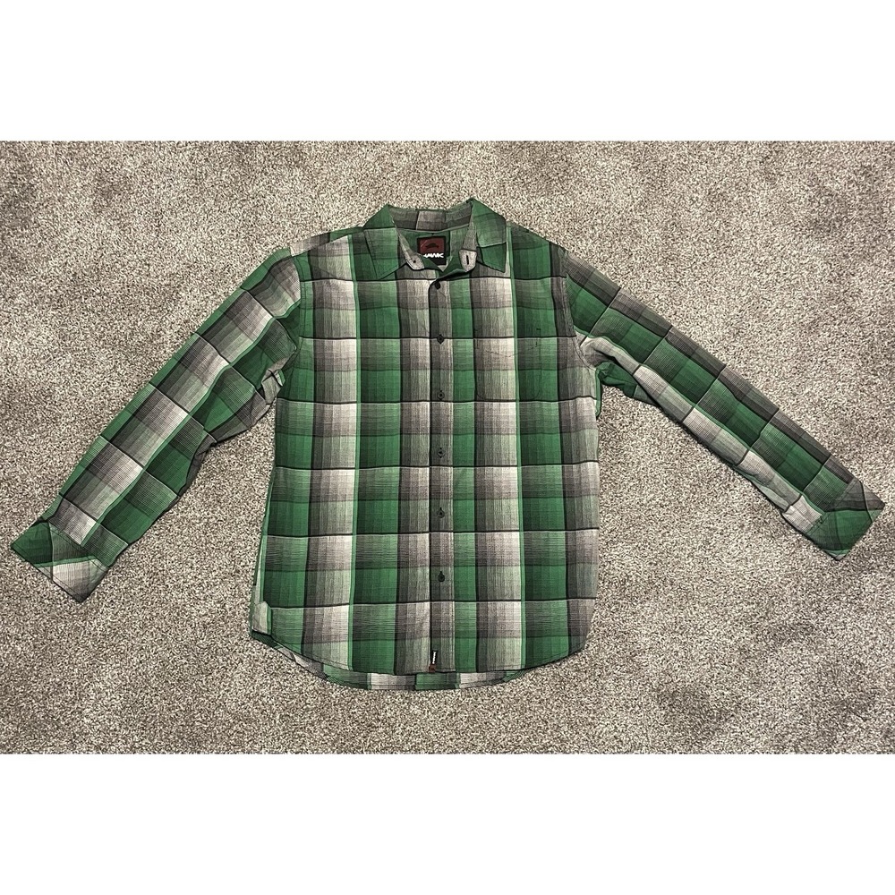 Tony HAWK Mens LG Green Plaid Long Sleeve Button Up Outdoors Skateboard Shirt
